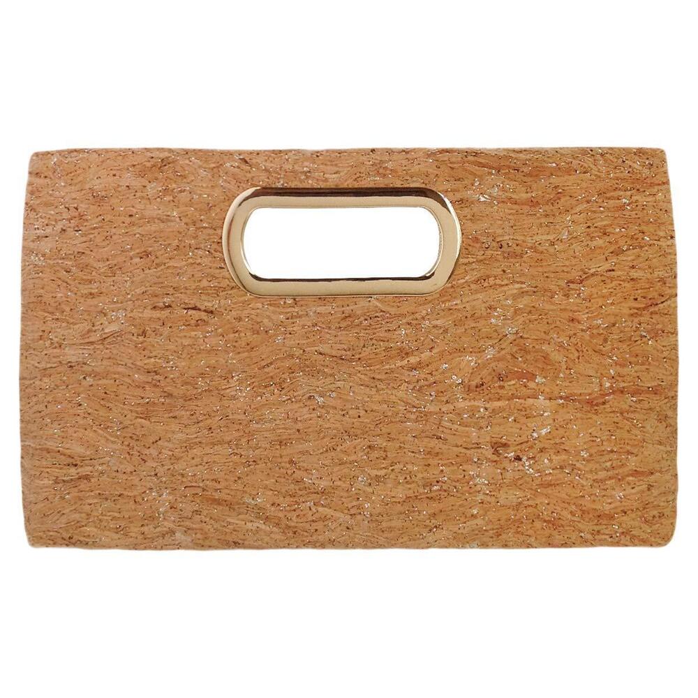 4026 Cork Top Handle Clutch, Gold - Picture 1 of 7